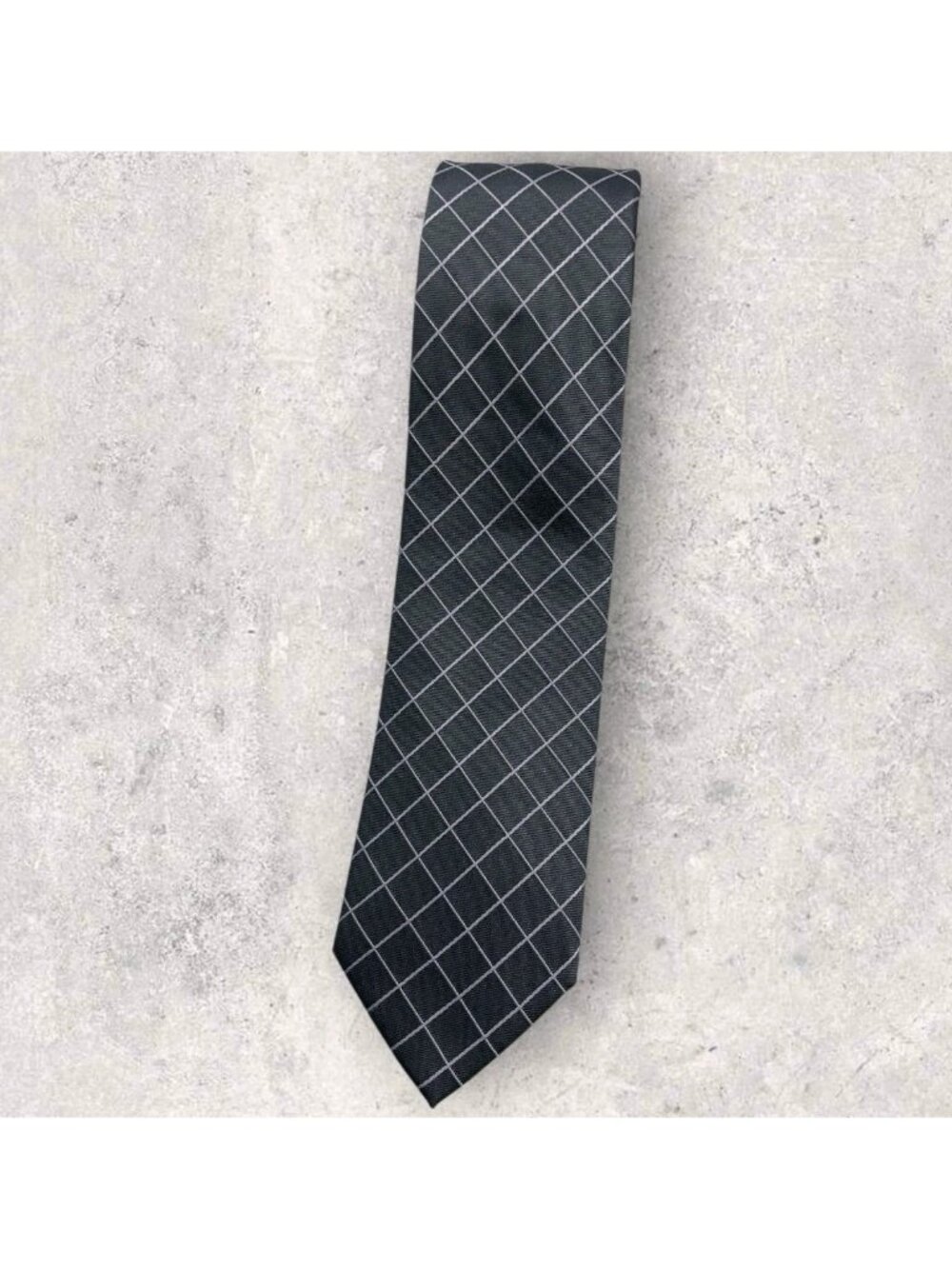HUGO BOSS Silk Tie ITALY Gray Purple Tartan W:3" EUC